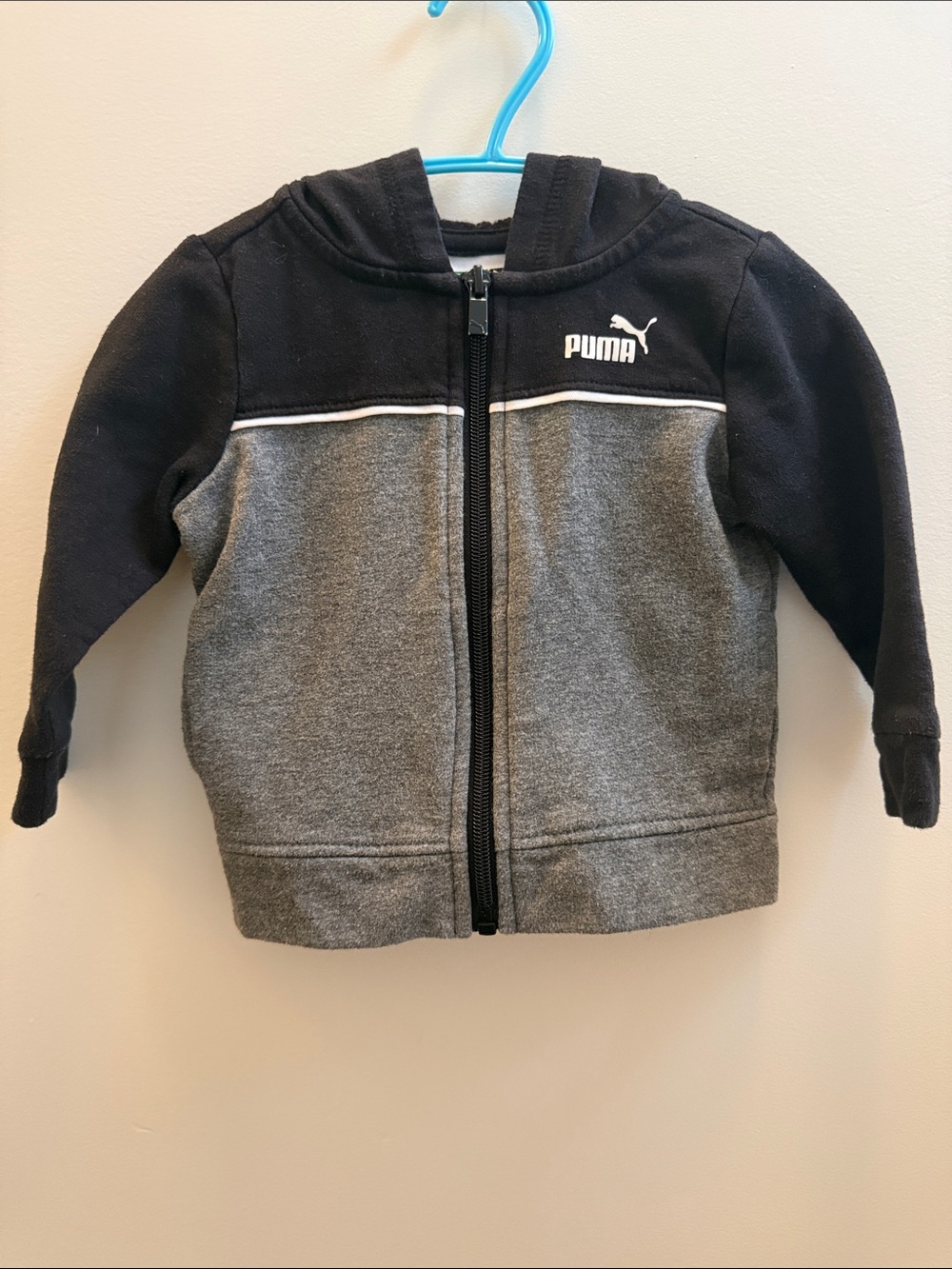 PUMA 6-9M Black & Grey Full-Zip Hoodie – Boys